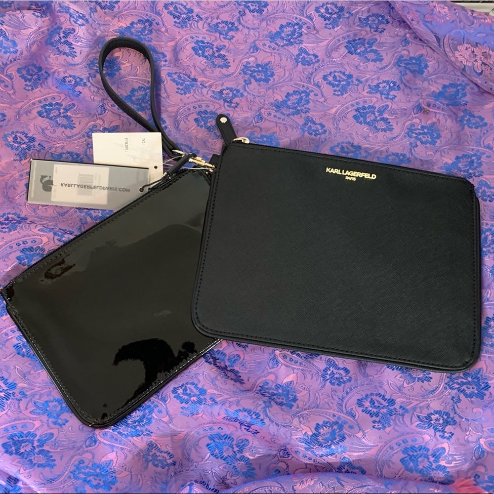 *NWT* Karl Lagerfeld Paris Two-Piece Envelope Wristlet Clutch Set - Picture 2 of 13
